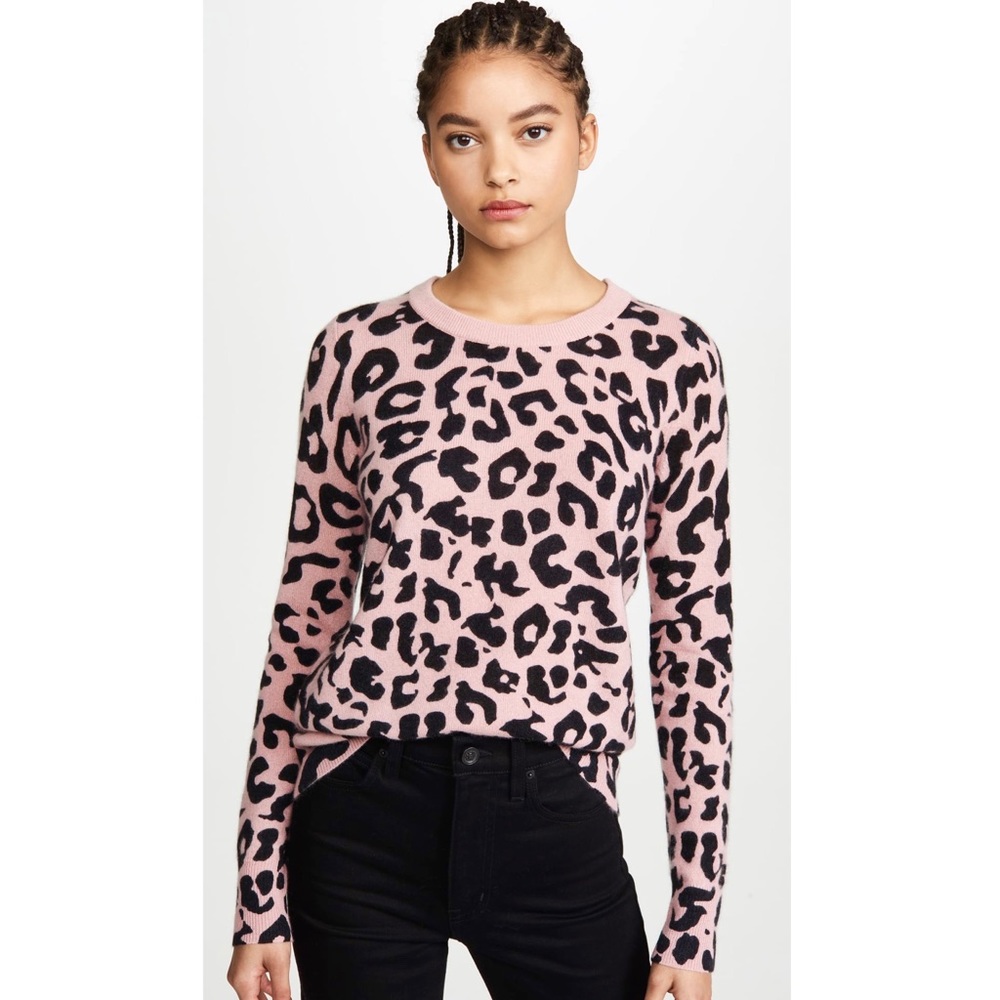 NWT White + Warren Cashmere Sweater Leopard - Picture 2 of 16